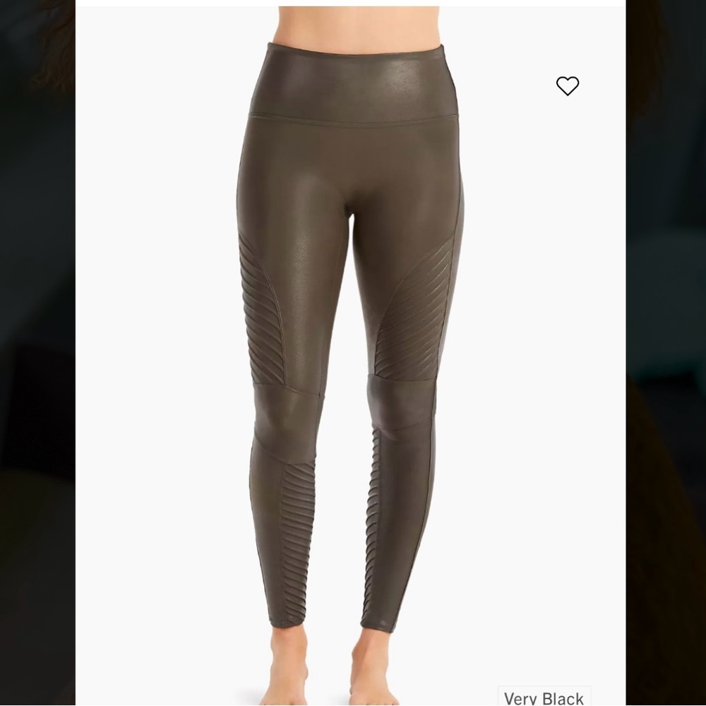 SPANX Black Faux Leather Moto Leggings Size M